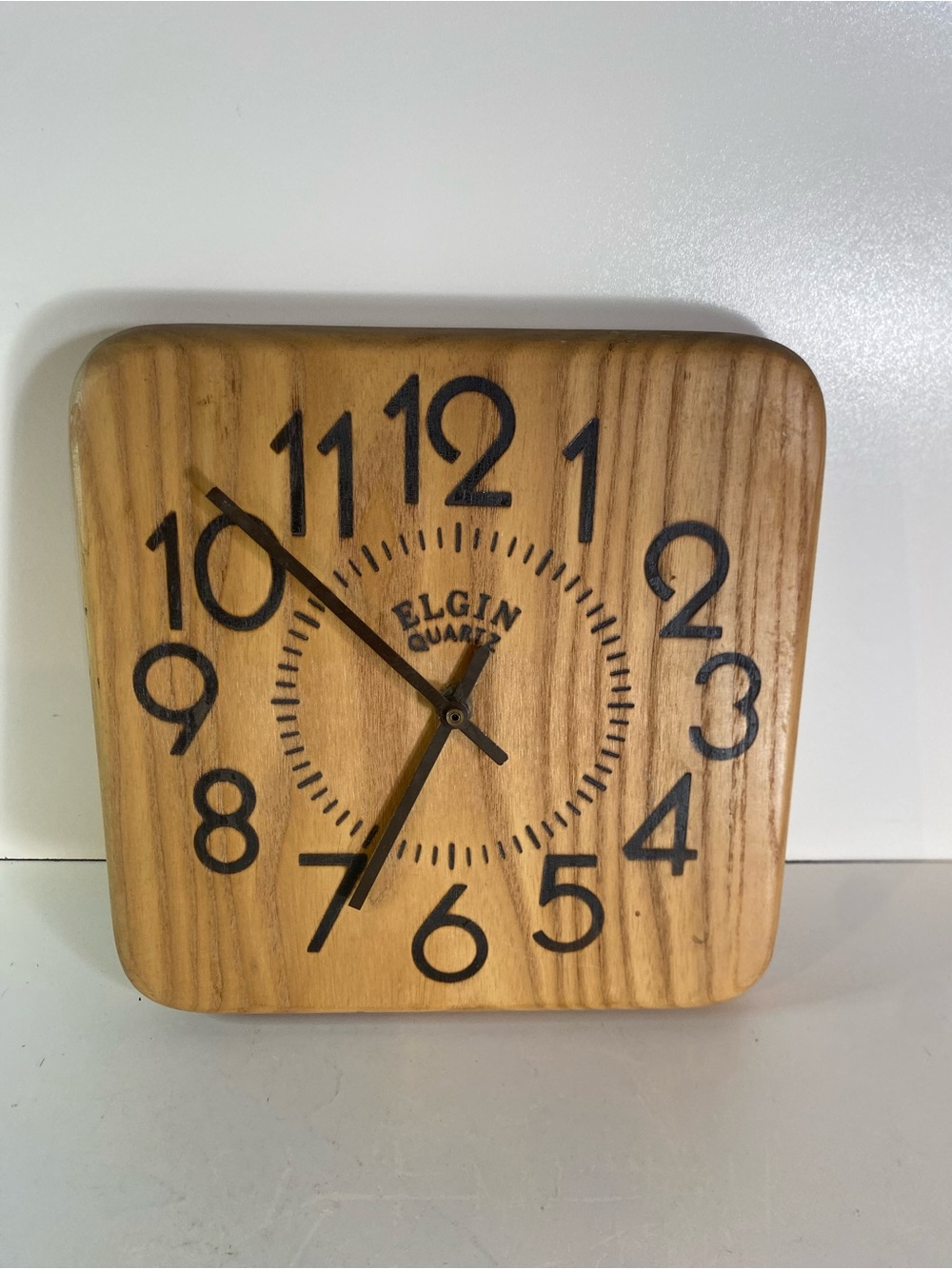 Vintage MCM Elgin Square Wooden Wall Clock 9.5” Square
Clock Mechanism Changed